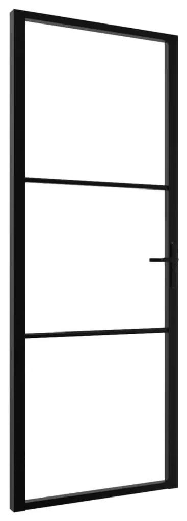 vidaXL Binnendeur 76x201,5 cm ESG-glas en aluminium zwart