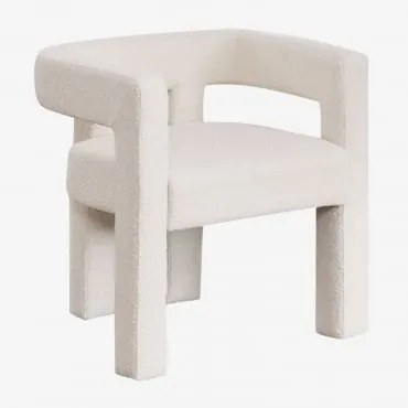 Set Van 4 Gestoffeerde Eetkamerstoelen Liara Met Armleuningen Bouclé Blanco - Sklum