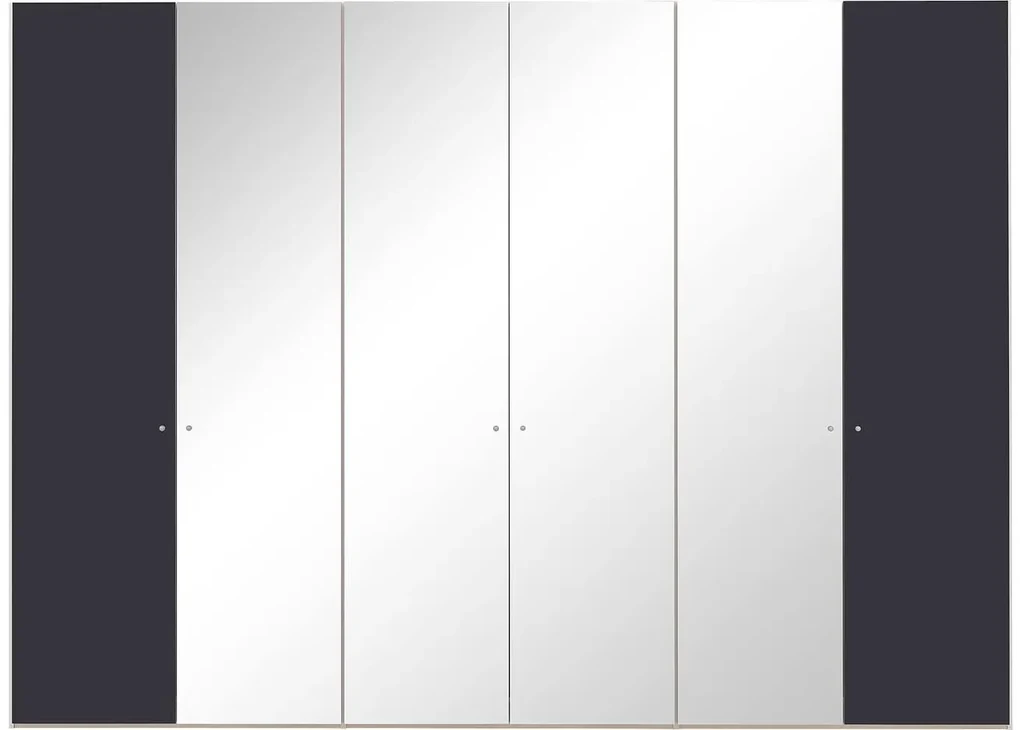 Goossens Kledingkast Easy Storage Ddk, Kledingkast 304 cm breed, 220 cm hoog, 2x draaideur en 4x spiegel draaideur midden