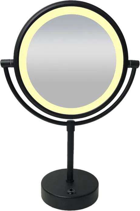 Staande make-up spiegel met LED-verlichting 20 cm, zwart