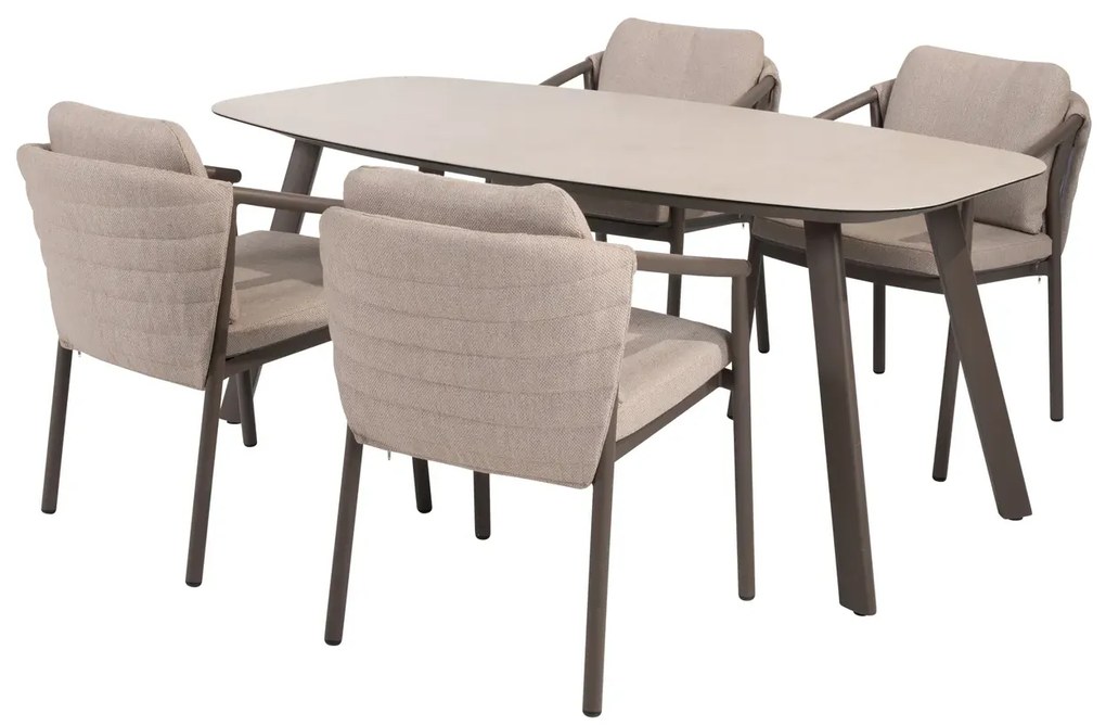 Taste by 4 Seasons Barolo tuinset terre met Manolo tafel met geprint keramisch blad 180 cm SALE Tuinset bruin weerbestendig