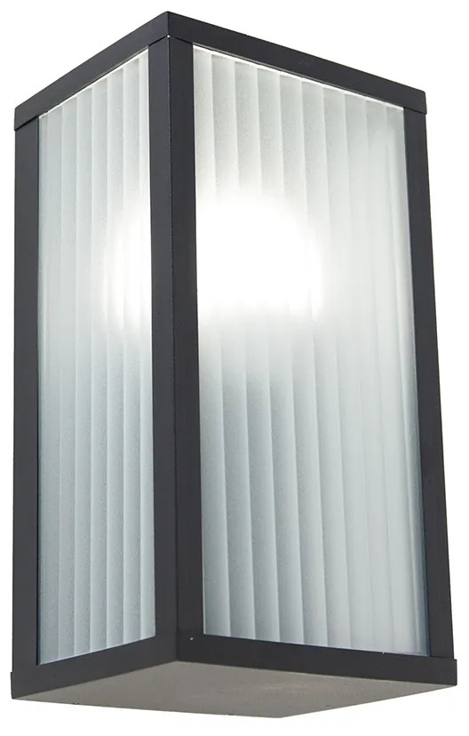 Smart buiten wandlamp zwart met ribbel glas incl. Wifi A60 - Charlois