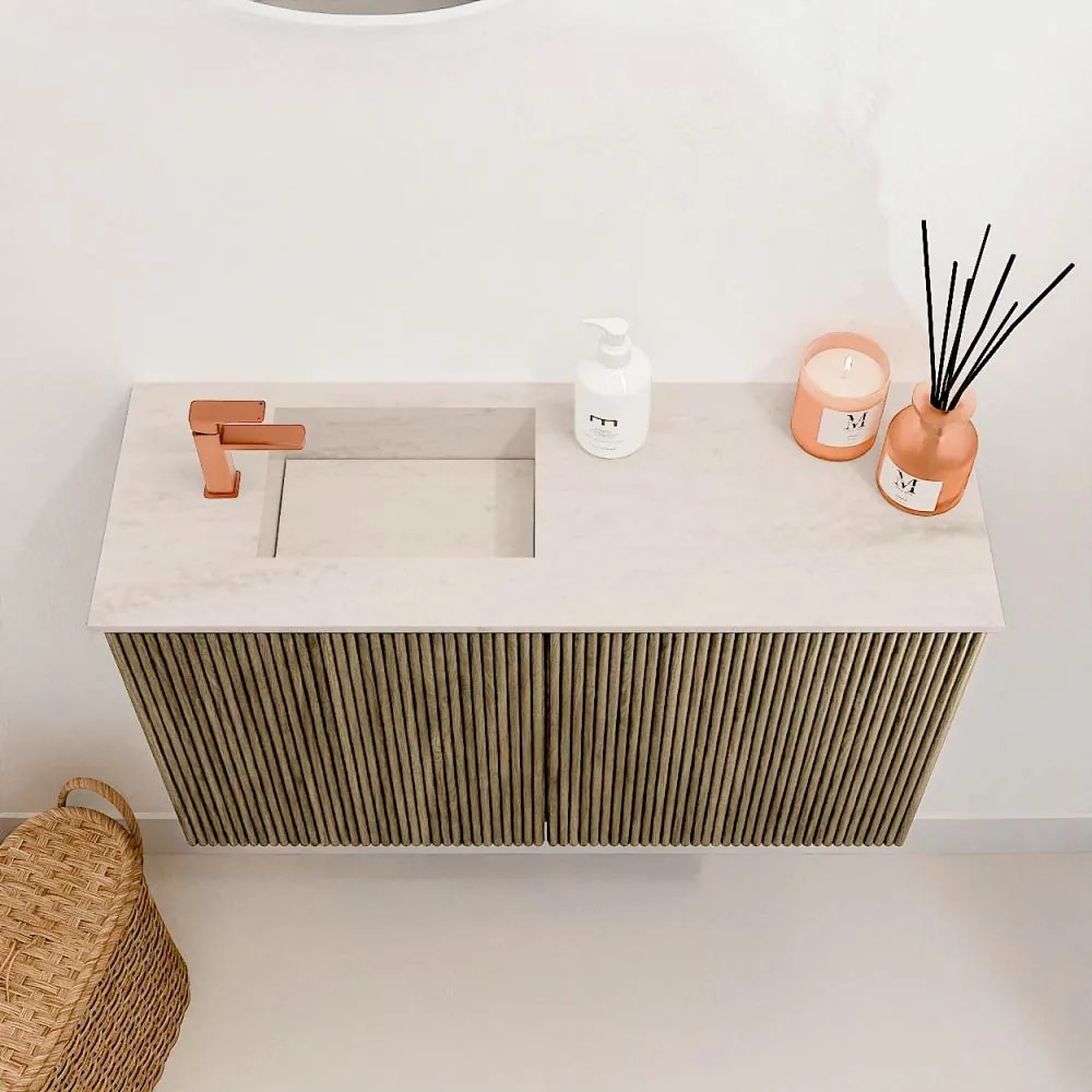 Mondiaz Joya DLux 70cm toiletmeubel dusk met wastafel faye links 1 kraangat meli