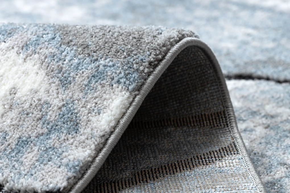 Tapijt modern COZY 8873 Cracks Gescheurd beton - Structureel,  twee poolhoogte , helder , grijskleuring / blauw