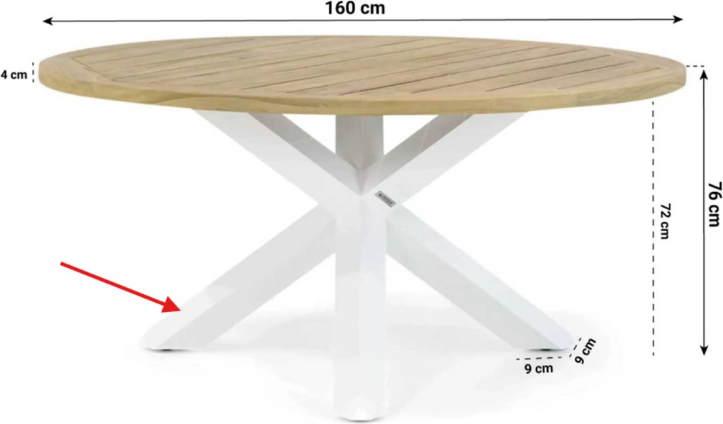Tuinset Rond 6 personen 160 cm Aluminium Wit  Santika Furniture Santika