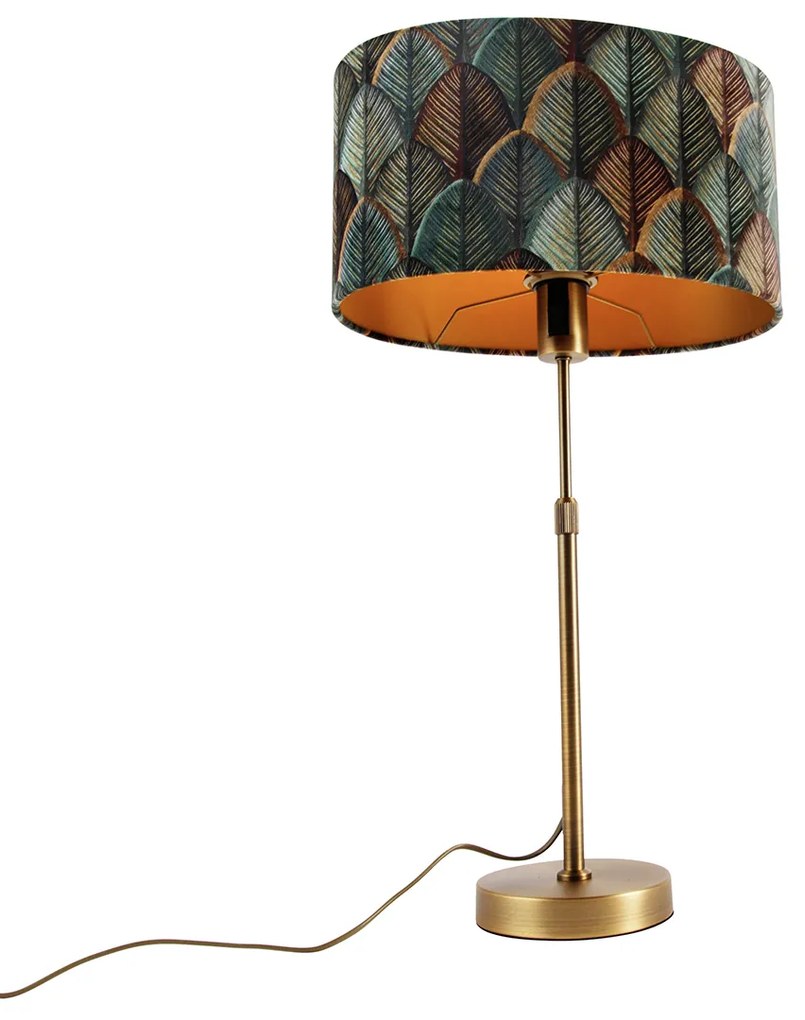 Tafellamp brons met ovale velours kap blad Design 35cm - Parte Modern, Klassiek / Antiek E27 Binnenverlichting Lamp