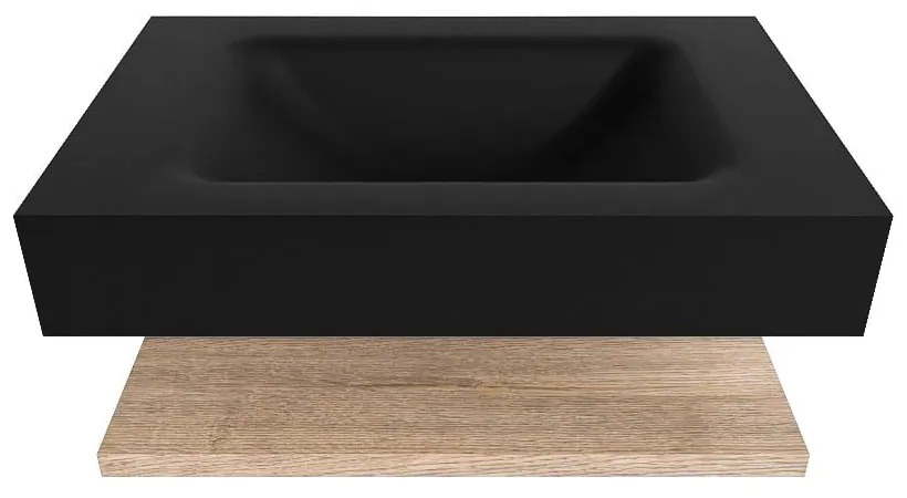 Zaro Alan badmeubel 70cm met planchet washed oak en vrijhangende wastafel cloud midden zonder kraangat urban