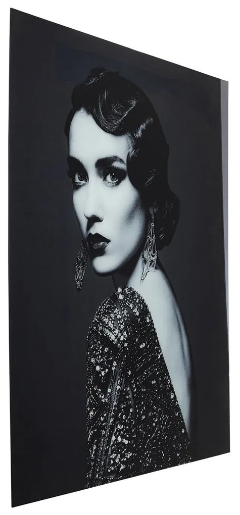 Kare Design Beauty Lady Glas Schilderij Zwart-wit Portret