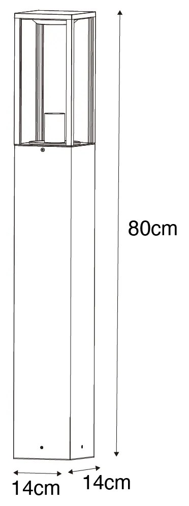 Staande buitenlamp zwart met ribbel glas 80 cm IP44 - Charlois