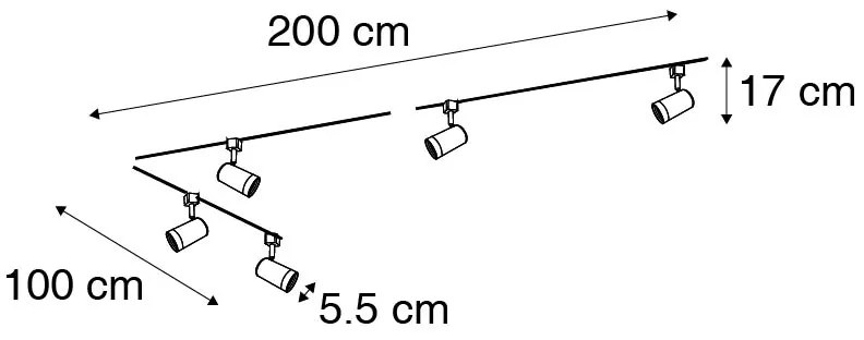 Modern railsysteem met 5 Spot / Opbouwspot / Plafondspots wit 1-fase - Iconic Jeana GU10 Scandinavisch Binnenverlichting Lamp