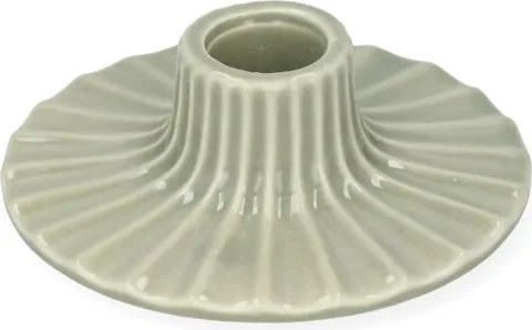 Kandelaar, porselein, geschulpt, lichtgroen, Ø10,2 cm x 3,2 cm