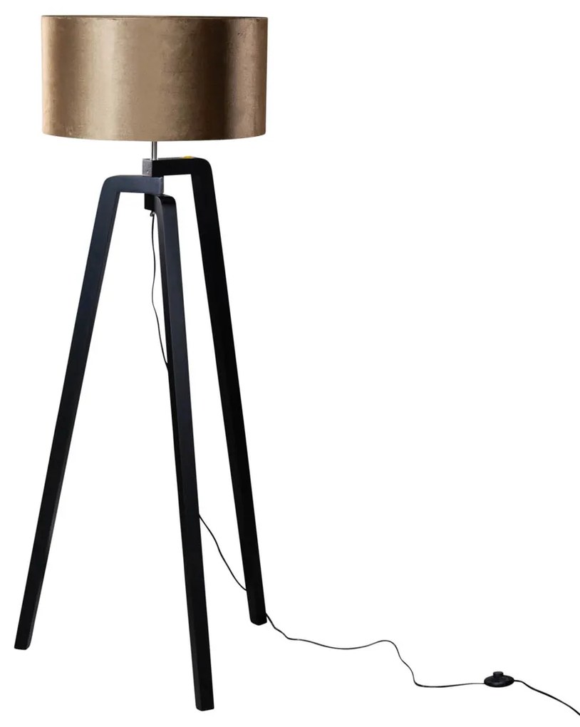 Vloerlamp zwart met velours kap brons 50cm - Puros Klassiek / Antiek, Modern E27 rond Binnenverlichting Lamp