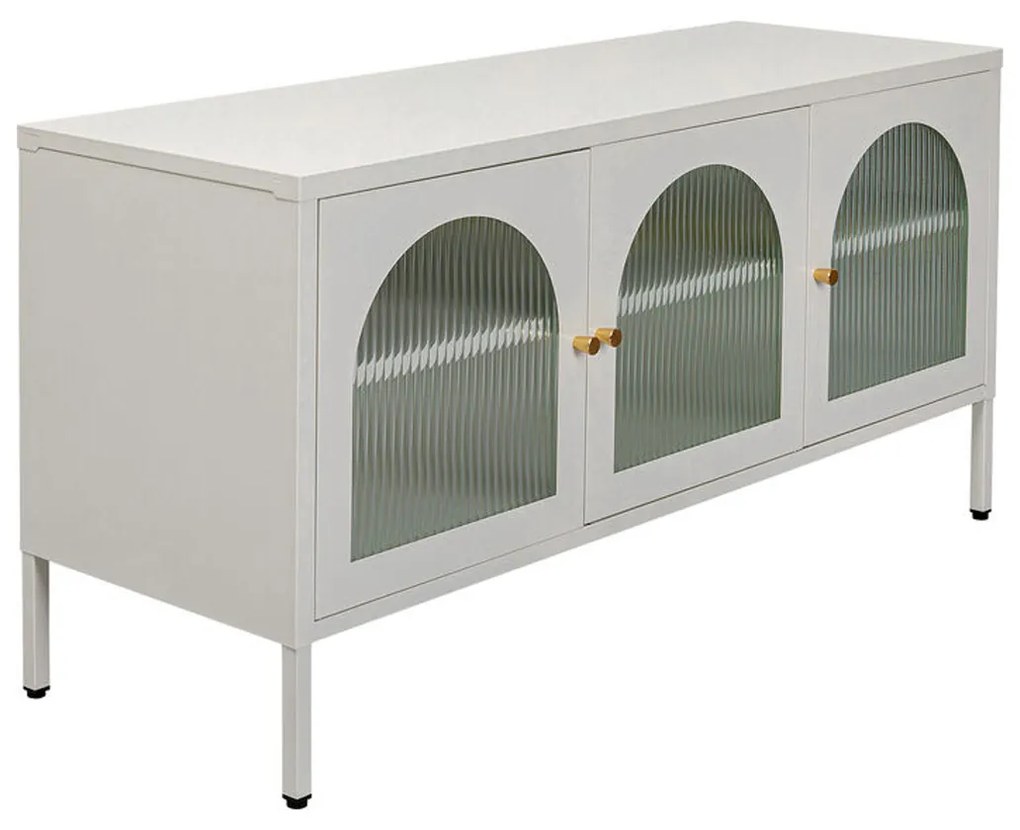 Kare Design Naxos Tv-meubel Met Ribbelglas Off White - 120x40x60cm.