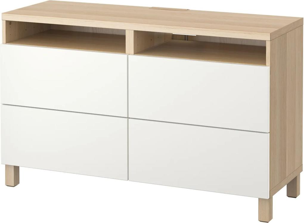 IKEA BESTÅ Tv-meubel met lades wit gelazuurd eikeneffect, wit - lKEA