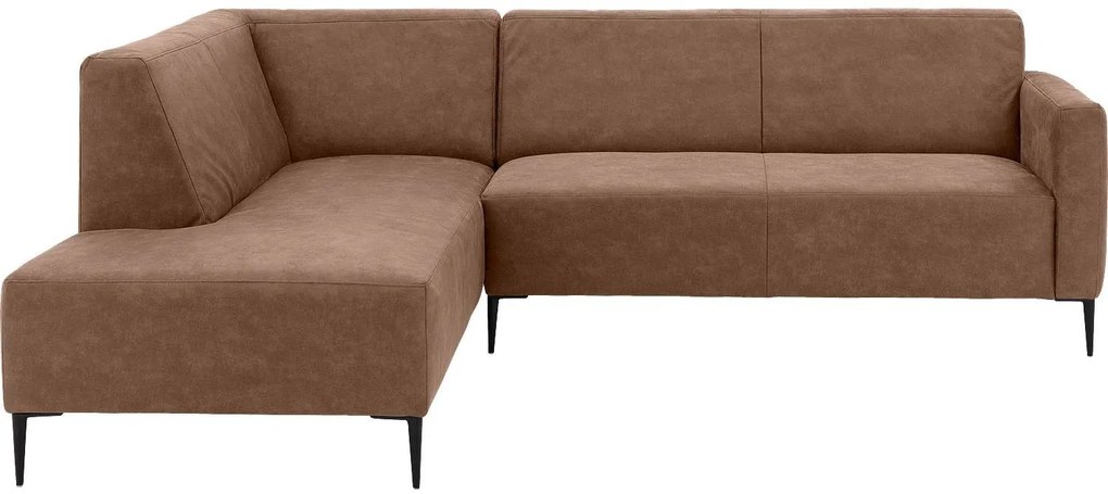 Goossens  Key West bruin, micro leer, 2,5-zits, modern design met ligelement links