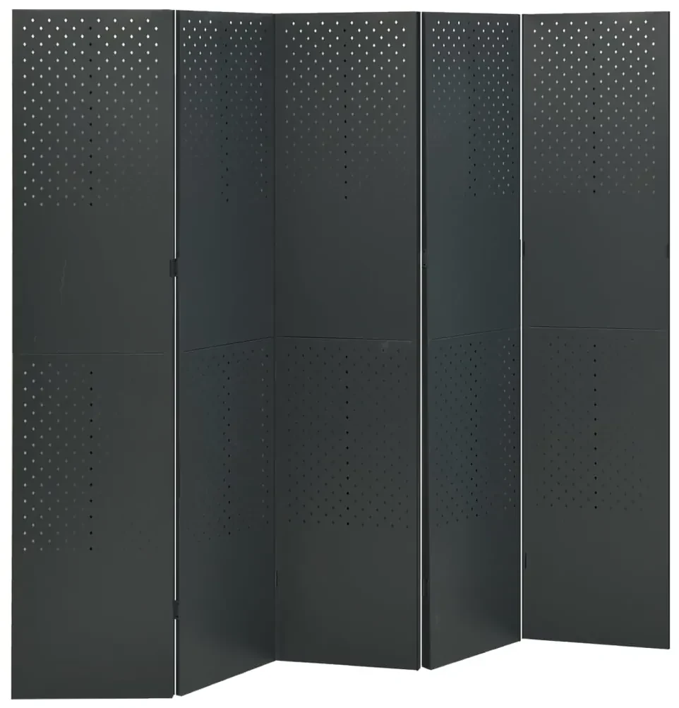 vidaXL Kamerschermen 2 st met 5 panelen 200x180 cm staal antraciet