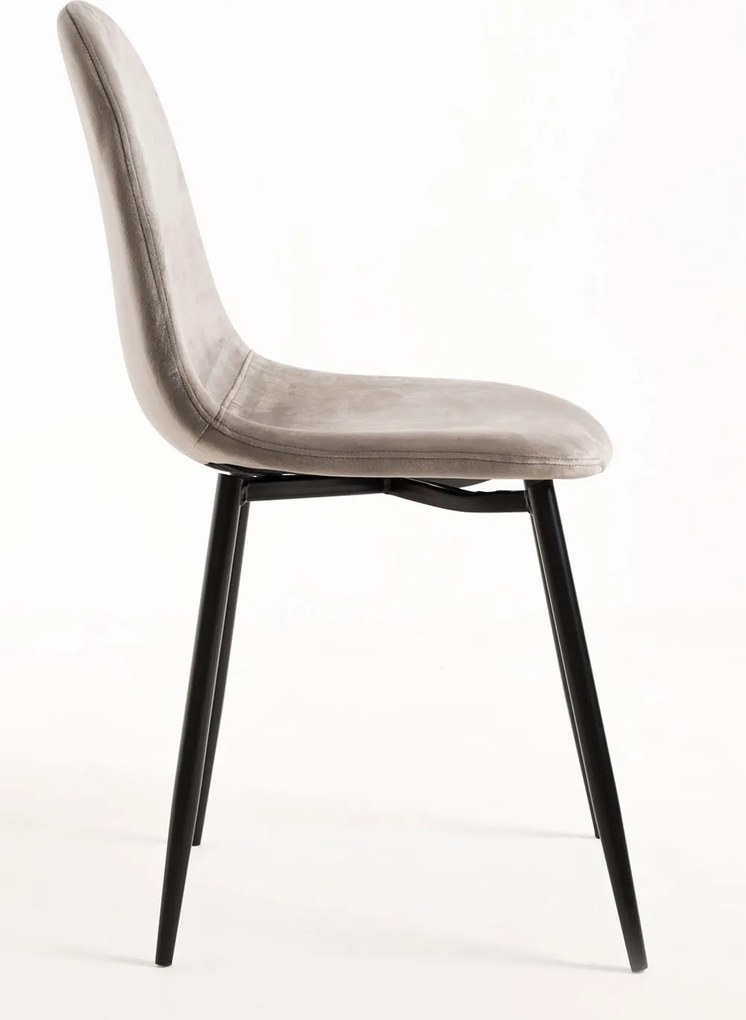 Set 4 Teok Black Fluwelen Stoelen