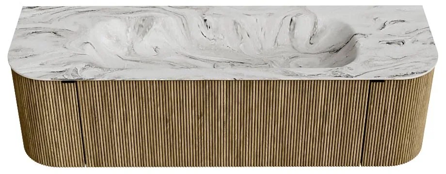 Mondiaz Kurve-dlux 150cm badmeubel ronding links/rechts dusk met 1 lade en 2 deuren en wastafel big medium midden 1 kraangat glace