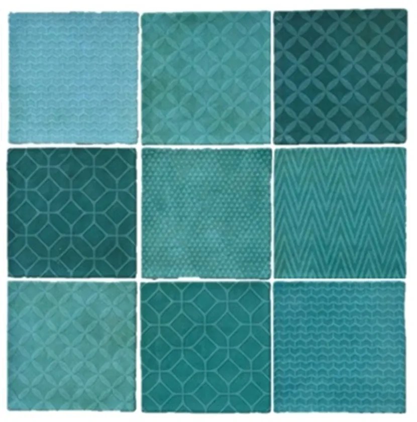 Terre d'Azur Maroc wandtegel met decor 11.5x11.5cm groen donker mix