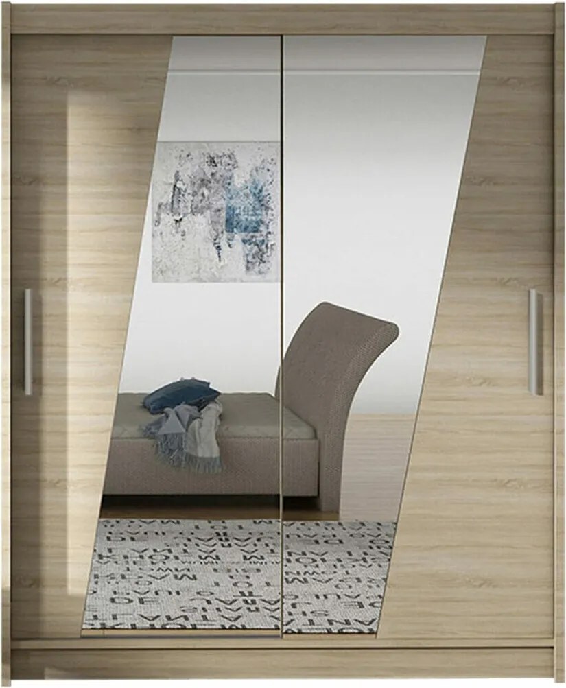 Kledingkast Closico Camera XIV, Sonoma eik, 200x150x58cm, 117 kg, Kledingkast deuren: Schuivend, Aantal planken: 5, Aantal planken: 5