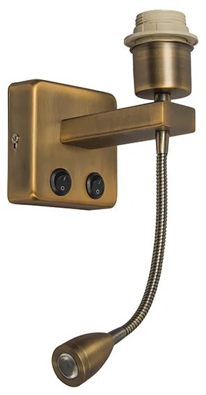 Wandlamp brons incl. LED met leesarm - Brescia Combi