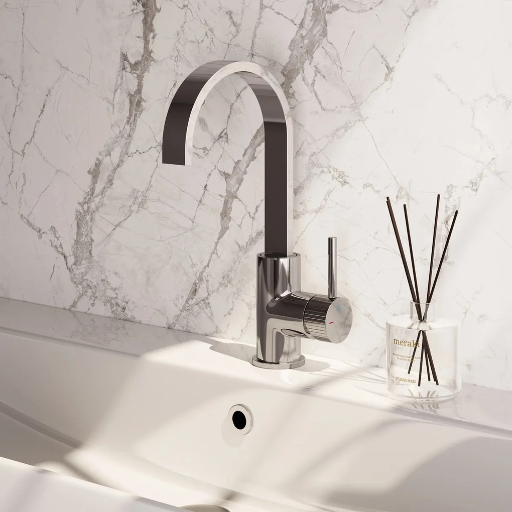 Brauer Stripe wastafelkraan met draaibare platte uitloop model A chroom