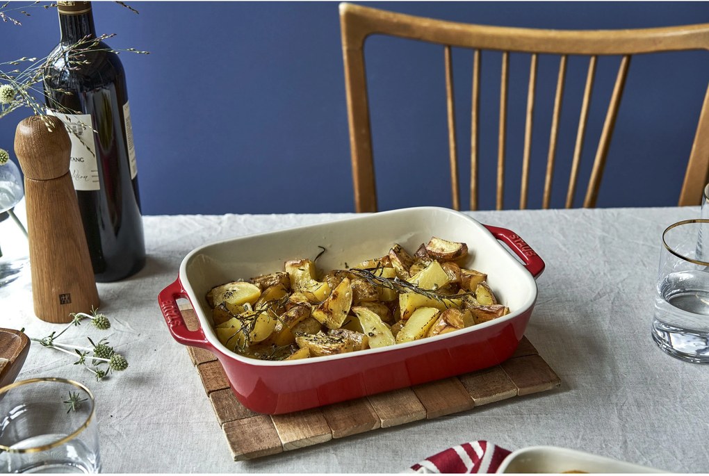 Staub Ceramique Ovenschaal 27 cm, Rechthoekig, Kersenrood - Ceramique - Staub