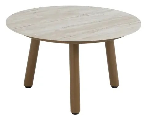 Taste by 4 Seasons Salute salontafel amber met rond keramisch tafelblad Ø 60 cm (H 35 cm) SALE Loungetafel beige weerbestendig