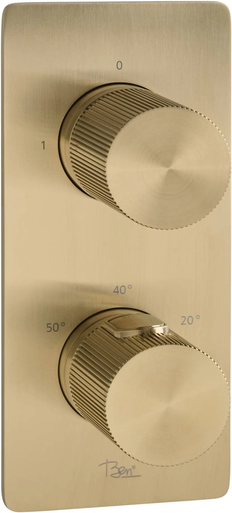 Ben Engraved Line douchethermostaat afbouwdeel met omstelrichting geborsteld messing pvd