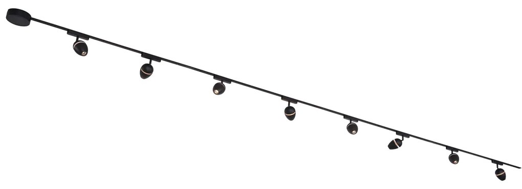 LED Modern railsysteem met 8 Spot / Opbouwspot / Plafondspots zwart 1-fase - Magnetic Eggy Modern Binnenverlichting Lamp