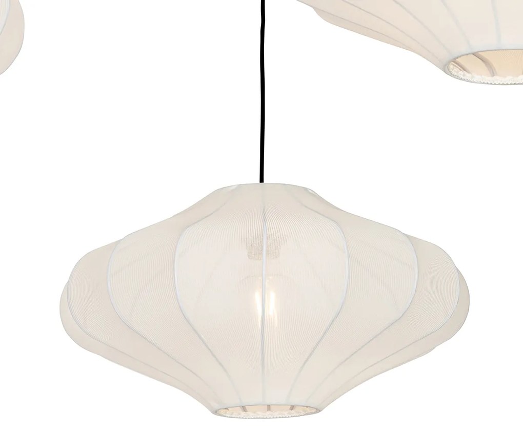 Stoffen Eettafel / Eetkamer Smart hanglamp met dimmer wit 50cm 3-lichts incl. 3 Wifi G95 - Plu E27 Binnenverlichting Lamp