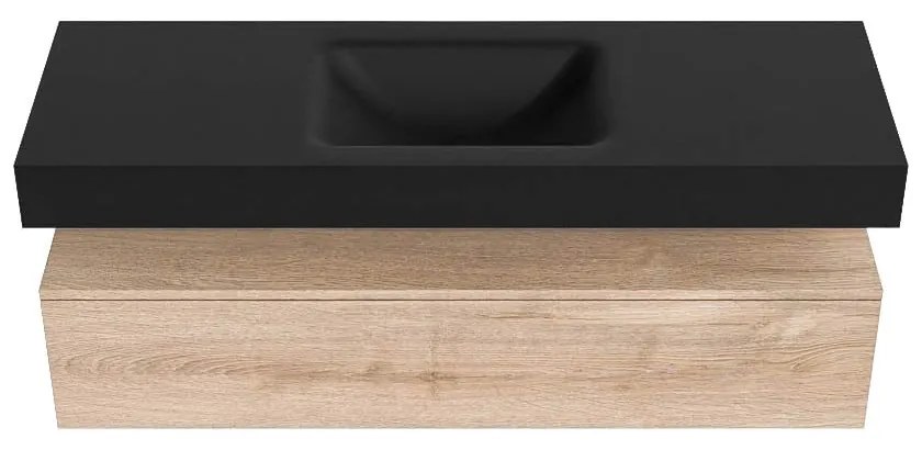 Zaro Alan badmeubel 140cm washed oak 1 lade met vrijhangende wastafel cloud midden zonder kraangat urban