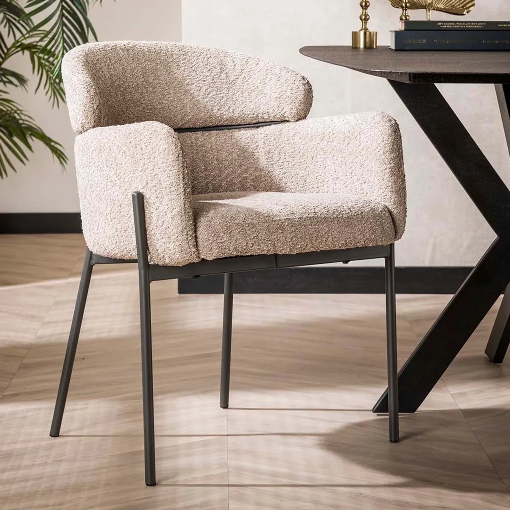 Design Eetkamerstoel Boucle Zandkleur