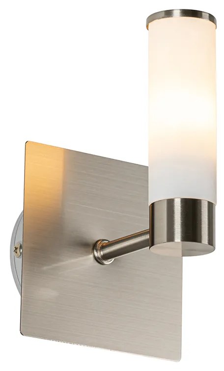 Moderne badkamer wandlamp staal IP44 - Bath Modern G9 IP44 vierkant Lamp