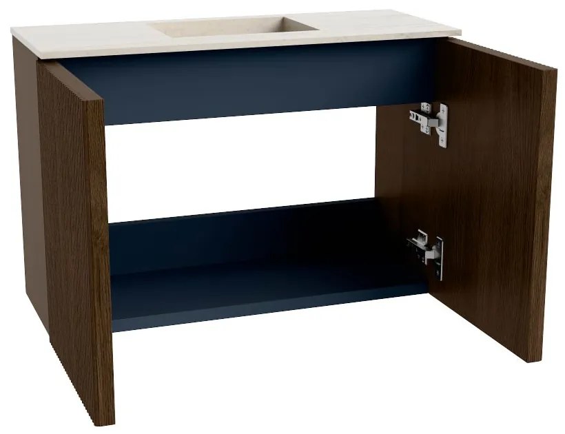 Mondiaz Joya DLux 60cm toiletmeubel walnut met wastafel faye midden 1 kraangat meli