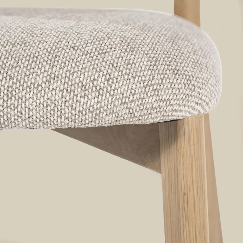 Eleonora Mikky Luxe Eetkamerstoel Eiken Taupe En Stof