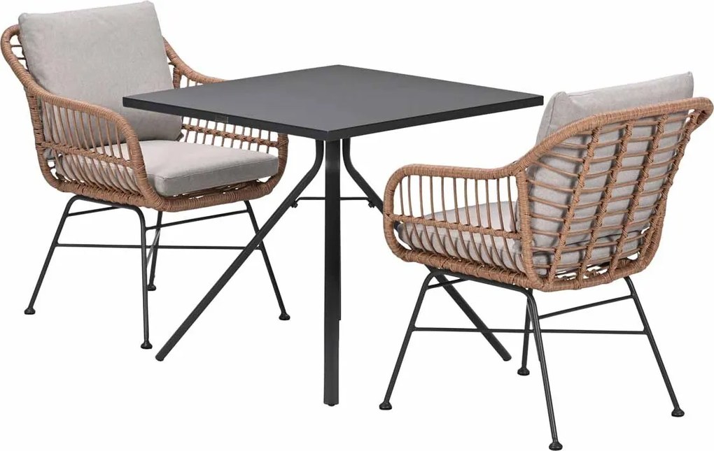 Garden Impressions Lucas tuinset bruin 3-delig - Rimini tuintafel 80x80 cm