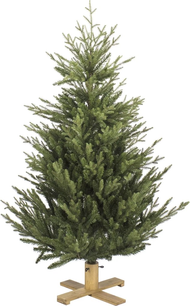 Arkansas kunstkerstboom - 152 cm - groen - Diameter 114 cm - 1.668 tips - houten voet
