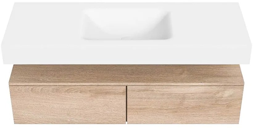 Zaro Alan badmeubel 130cm washed oak 2 lades met vrijhangende wastafel cloud midden zonder kraangat talc