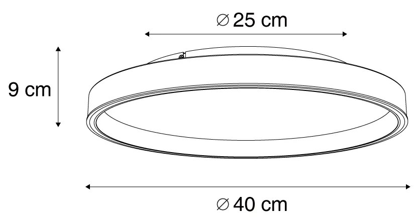 Design plafondlamp zwart met goud 40cm incl. LED 3-way switch - Ingo Design rond Binnenverlichting Lamp