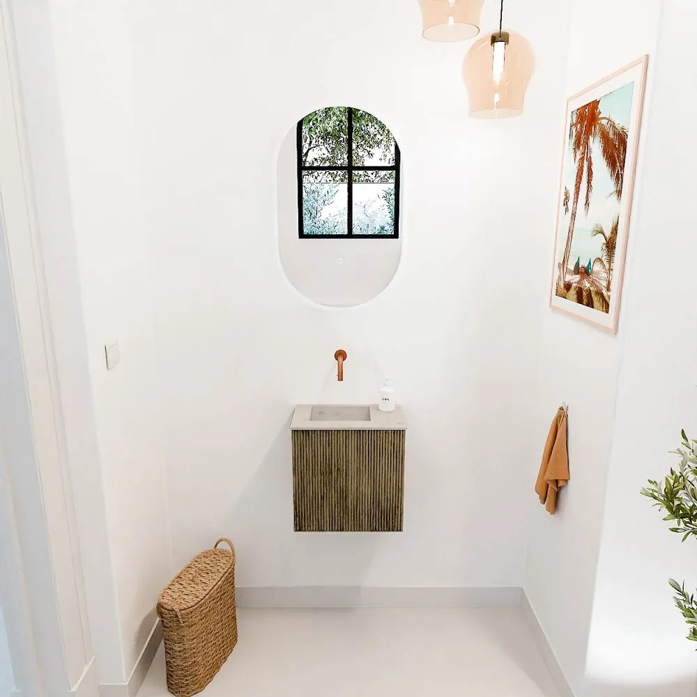 Mondiaz Joya DLux 40cm toiletmeubel dusk met wastafel faye links zonder kraangat opalo