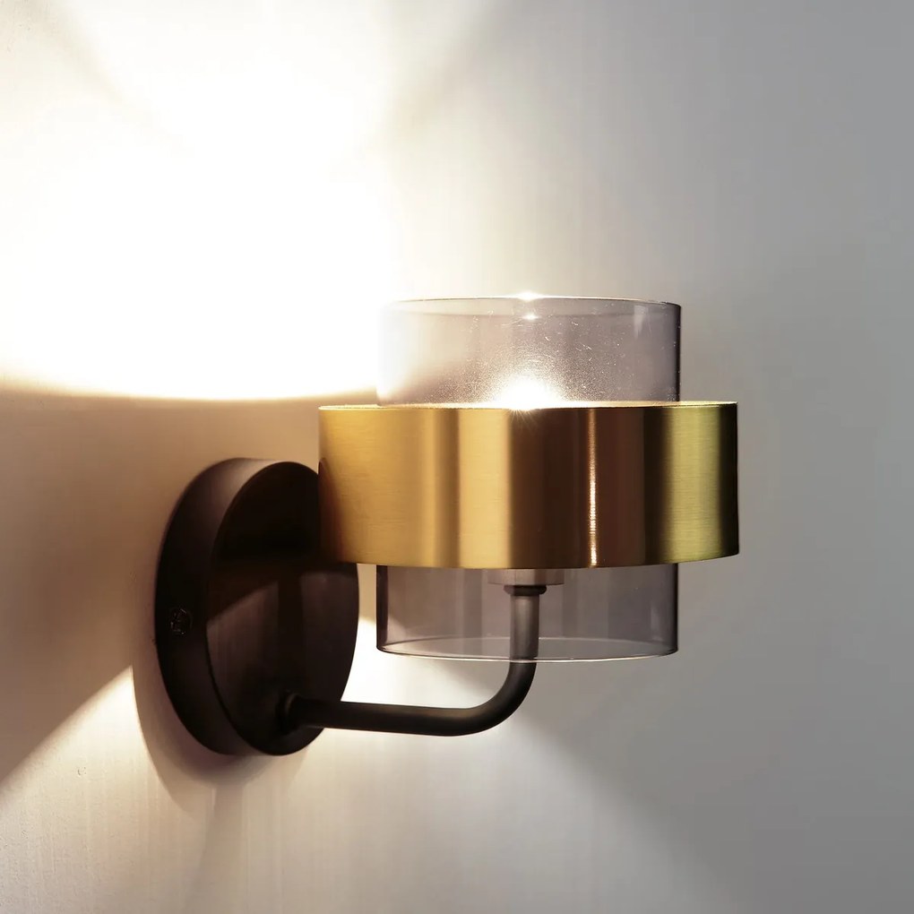 Wandlamp, glas metaal messing Botello