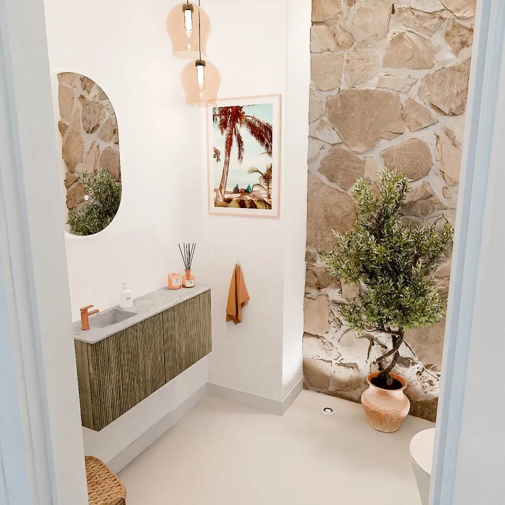 Mondiaz Joya DLux 90cm toiletmeubel dusk met wastafel faye links 1 kraangat glace