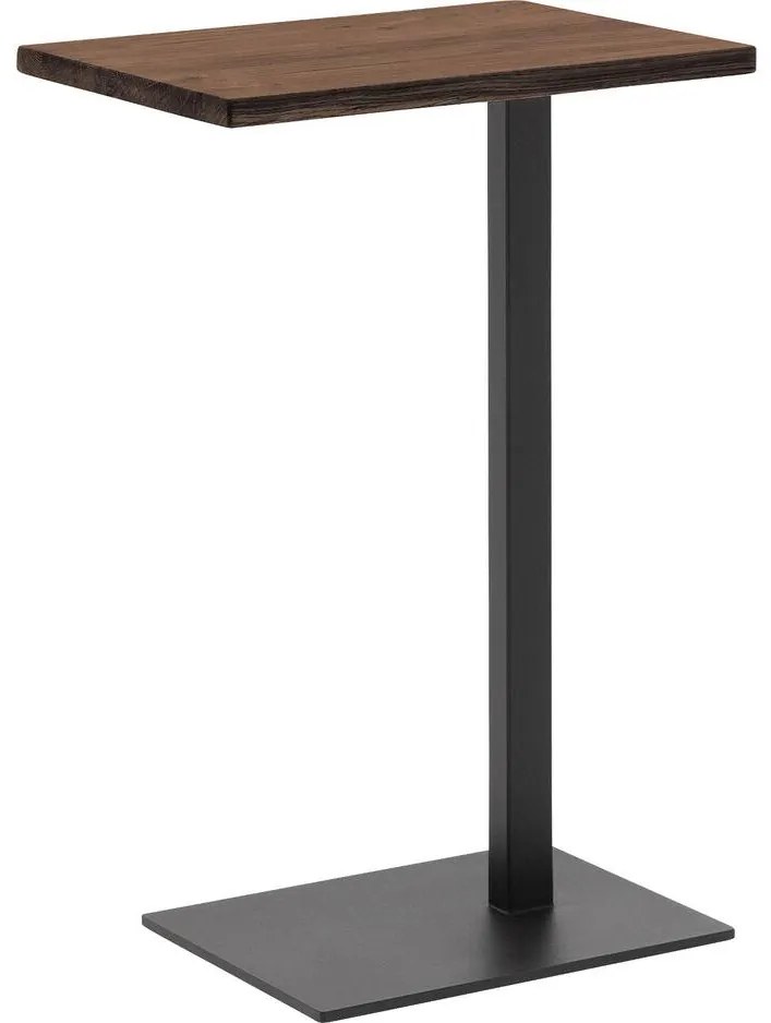 Goossens Nachtkastje Tangel, Voet vierkant metaal ral 9005 zwart, blad massief eik