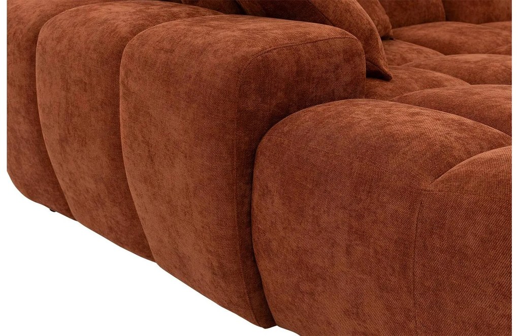 Goossens Excellent Bank Kubus - 40 X 40 Cm Stiksel rood, stof, 1,5-zits, modern design met chaise longue rechts
