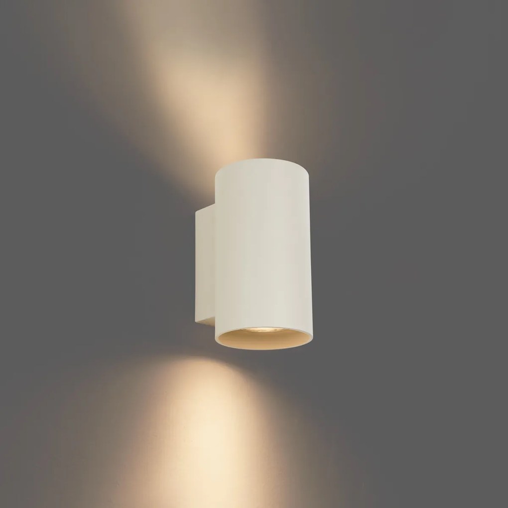 Moderne wandlamp beige GU10 50mm rond 2-lichts - Sandy