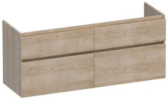 BRAUER Advance Wastafelonderkast - 140x46x60cm - 4 softclose greeploze lades - 2 sifonuitsparingen - en MFC - legno calore OK-AD140LC