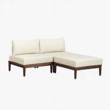 Modulaire Tuinbank Van 2 Delen En Poef In Acacia Giulia Donker Acaciabruin - Sklum
