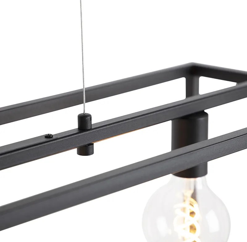 Moderne rechthoekige hanglamp zwart 5-lichts - Cage