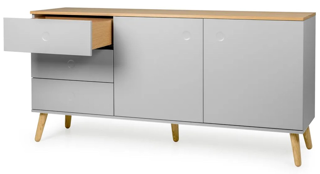 Tenzo Dot Scandinavisch Dressoir Grijs Met Eiken - 162x43x79cm.